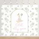 One Silly Goose Backdrop 6.5 x 5ft 1st Birthday Party Decoration One Silly Goose Banner Background Pink Farm Animal Background Prop for 1st First 1 Year Old Birthday Party Decoration