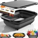 Collapsible BBQ Prep Tubs with Titanium Cutting Board, Large-Capacity5.3Gal/20LFoldable Cutting Board, with Locking Lid, Strong Sealing and Leak-Proof Design. Suitable for Kitchen and Outdoor.