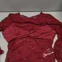 MakeMeChic Women's Twisted Floral Lace Tee Shirt Crew Neck Long Sleeve Sheer Tops Small