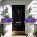 INQCMY Artificial Flowers for Outdoors, 12 Bundles UV Resistant Fake Morning Glory and 2 Bundles Greenery Grass, Silk Faux Plants for Garden Porch Patio Home Decor