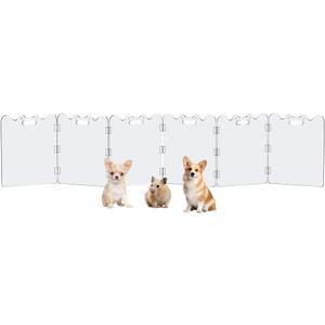 Acrylic Dog Gate for doorways, Clear Free Standing Dog playpen Indoor for Dogs,Guinea Pig,Transparent Foldable Doggy gate for The House, Doorway, Stairs,White Puppy playpen for Home 6 Panel