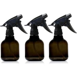 Black Plastic Spray Bottles - 8 Oz, Pack Of 3, Leak Proof, BPA Free Material, Small Spray Bottle, Adjustable Trigger Mist to Stream And Off Modes.