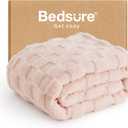 Bedsure GentleSoft Pink Throw Blanket for Couch - Checkered Fleece Blankets Gifts for Women Men Girls, Cute Soft Cozy Throw for Bedroom Home Decor Gifts, 50x60 Inches