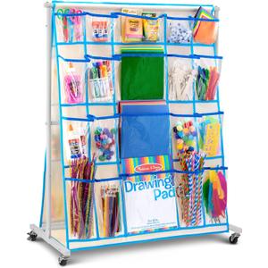 Craft Rolling Cart with Wheels - 40 Storage Pockets - Portable Organizer for Arts & Craft Supplies