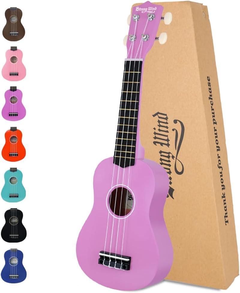 Strong Wind Soprano Ukulele 21 Inch Basswood Ukeleles for Beginners Four Strings Hawaiian Guitar Christmas Ukulele for Adults Teenagers, Purple Strong Wind Soprano Ukulele 21 Inch Basswood Ukeleles for Beginners Four Strings Hawaiian Guitar Christmas Ukulele for Adults Teenagers, Purple