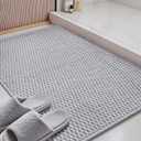 Color&Geometry Bathroom Rugs with Rubber Backing, Non Slip Machine Washable Bath Mat, Soft Absorbent Chenille Boho Carpet for Bathroom Floor, Tub and Shower,17"x29", Light Grey