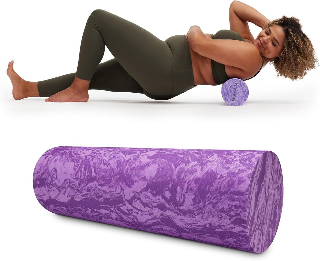 Gaiam Restore Foam Roller for Muscle Massage - Deep Tissue Muscle Massager for Sore Muscles & Stimulation - Total Body Pain Relief, Back, Neck, Foot, Calf, Leg, Arm (18 Inch and 36 Inch)