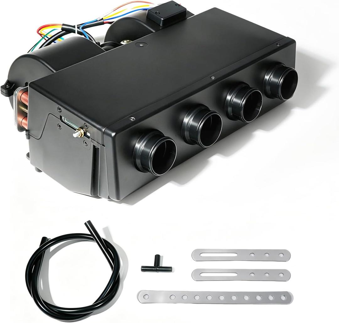 12V Universal A/C Evaporator Assembly, Under-Dash Heating & Cooling Unit with 4 Vents, Universal Retrofit AC for Cars & Trucks