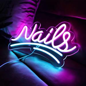JFLLamp Nails Neon Signs for Wall Decor Neon Lights for Bedroom Led Signs Suitable for Nail Salon Office Man Cave Beer Bar Pub Restaurant Christmas Birthday Party Gift for Lover (Nails)