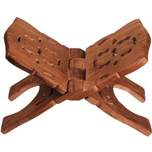 Wooden Book Holder Stand 10Inch | Rehel/Rehal for Quran Geeta Bible | Indian Book Holders for Reading Hands Free for Desk Carved Antique | Holy Book Stand Prayer/Pooja Wood Islam Decor Handmade Gifts