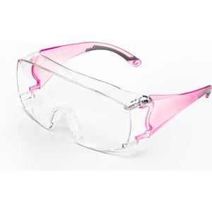 Koziface Safety Glasses for Men and Women White Blue Pink Over Eye Glasses Prescription Anti Fog Clear Lens Side Shields C31