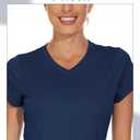 Boladeci Women's Swim Shirts - UPF 50+ Sun Protection Short Sleeve V Neck T-Shirts Workout Tops (Black, L)