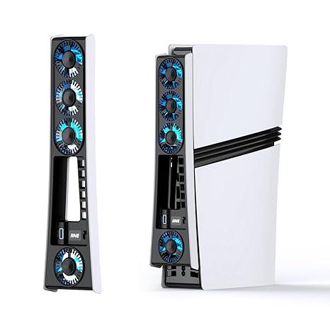Cooling Fan for PS5 Pro, Efficient Cooler Fan with Adjustable Speed/LED Light, Temperature-Controlled PS5 PRO Cooling Accessories with USB 3.0 Port