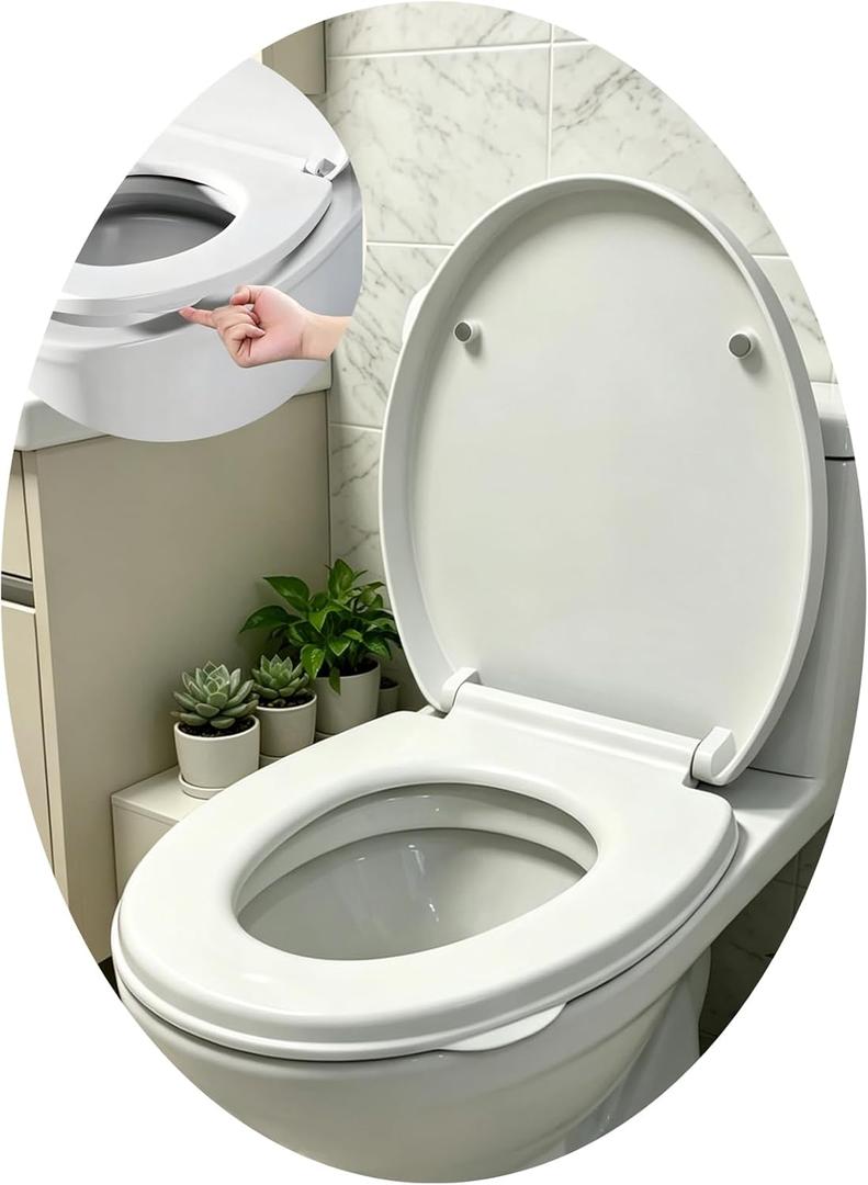 MinSha Round Toilet Seat easy clean soft close Replacement