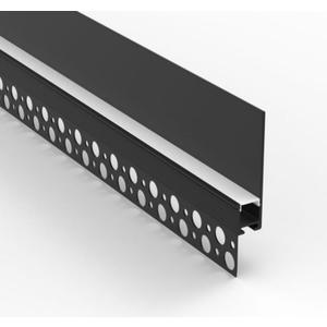 Besseto Plaster in LED Channel, 4 x 2m Black Drywall LED Strip Light Channel, Trimless Recessed Baseboard LED Aluminum Profile for 1/2 inch Thick Drywall Plaster Gypsum