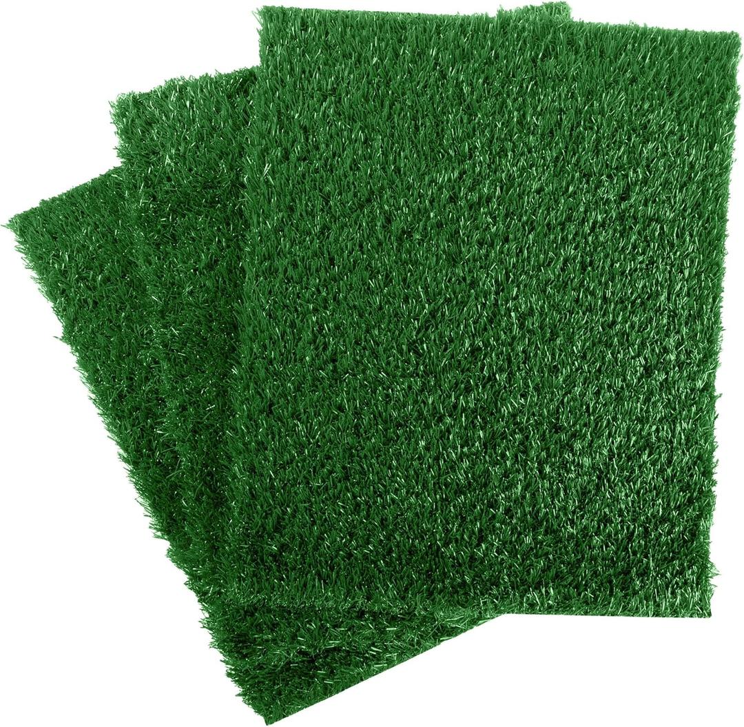 Artificial Grass Puppy Pee Pad for Dogs and Small Pets - Set of Three 30x20 Inch, Reusable 3-Layer Turf Pads for Dogs - Indoor and Outdoor Fake Grass Potty Pet Supplies by PETMAKER
