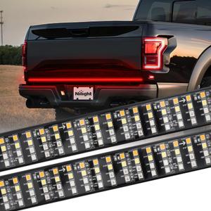 Nilight Truck Tailgate Light Strip 60" Quad Row 648 LED Strip with Red Running Brake Lights White Reverse Lamp Amber Turn Signals