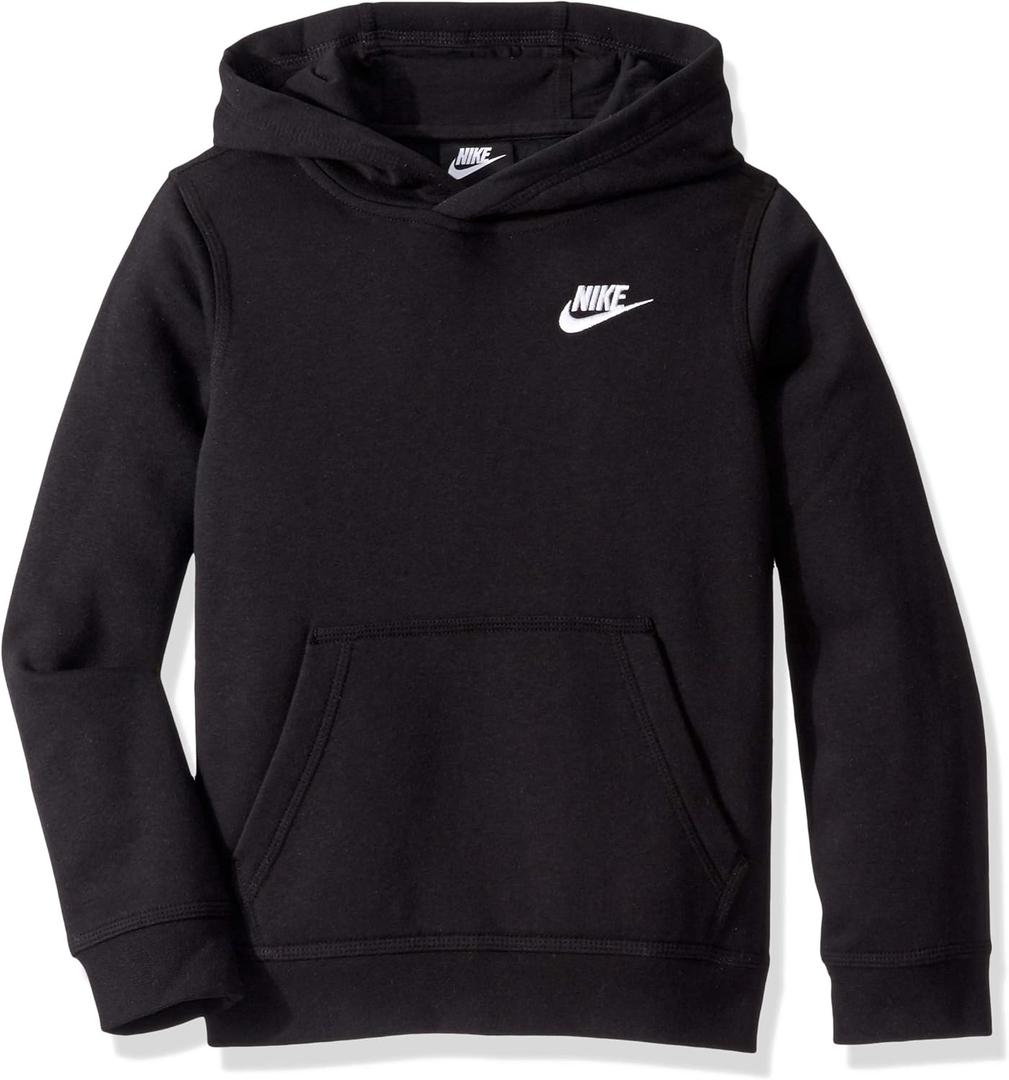 Nike Boy's NSW Pull Over Hoodie Club, Black/ White, Medium