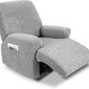 Lapalife Recliner Chair Covers,4-Pieces Chair Covers for Recliners with Side Pockets,Stretch Jacquard Chair Slipcover Furniture Protector for Pets and KidsRecliner,Grey