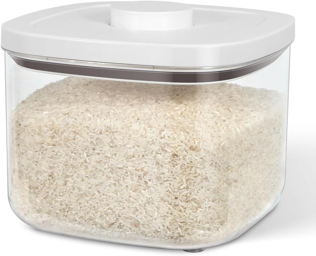 TBMax Flour Storage Container -10 Lbs / 5.28 Qt Rice Container with Pop Up Lid & Measuring Scoop for Flour, Cereal, Dry Food Storage and Kitchen Pantry Organization