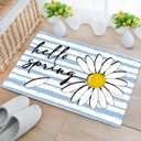Hello Spring Door Mat Seasonal Decorative Daisy Doormat Non Slip Rubber Backing Outdoor Indoor Entryway Floor Mat Home Decor 17x29 Inch