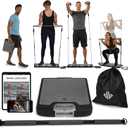 EVO Gym - Portable Home Gym Strength Training Equipment, at Home Gym | All in One Gym - Resistance Bands, Base Holds Gym Bar & Handles for Travel | Portable Gym & Home Exercise Equipment