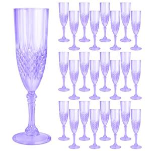 CHICERA 24 Pcs Purple Plastic Champagne Flutes，Purple Champagne Glasses Bulk, Made of Durable Plastic Material Can be Used for Weddings, Everyday Fun Parties and More!