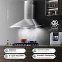 COMFEE' CVP30W6AST Ducted Pyramid Range 450 CFM Stainless Steel Wall Mount Vent Hood with 3 Speed Exhaust Fan, 5-Layer Aluminum Permanent Filters, Two LED Lights, Convertible to Ductless, 30 inches