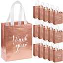 Sweetude 30 Pcs Thank You Gift Bags with Handles Bulk Reusable Goodie Bag Non Woven Foldable Handbag for Graduation Wedding Bridesmaid Gifts(10 x 8 x 4 Inch,Rose Gold)