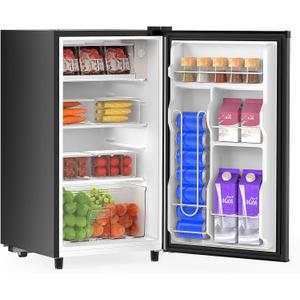 DUMOS 3.2 Cu.Ft Mini Fridge with Freezer, Single Door Refrigerator with Adjustable Thermostat, Compact Small Fridge for Bedroom, Office, Dorm, 17.72"*17.72"*31" Black