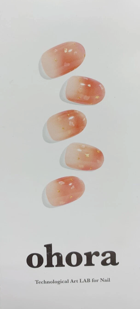 ohora Semi Cured Gel Nail Strips (N Apricot Sorbet) -Works with Any UV/LED Lamps, Salon-Quality, Long Lasting, Easy to Apply & Remove - Includes 2 Prep Pads, Nail File & Wooden Stick