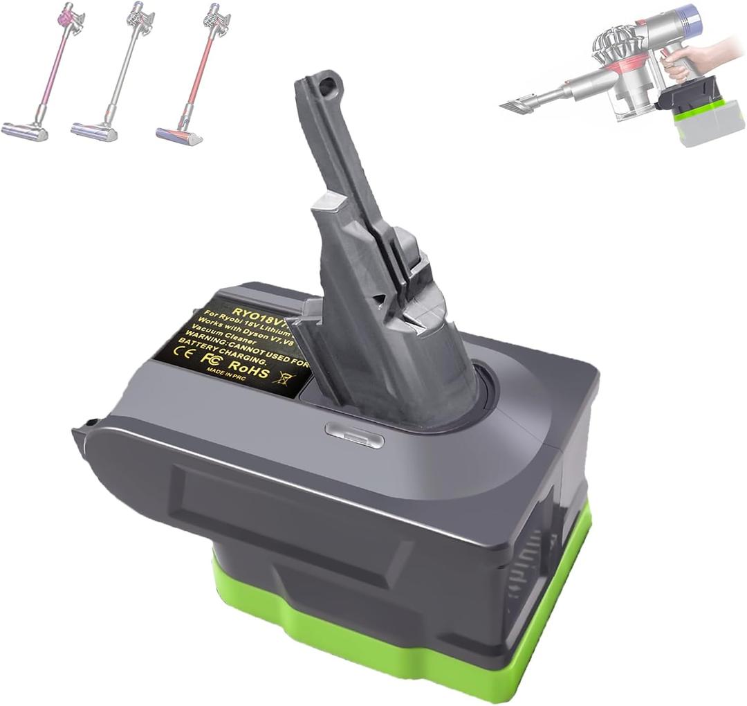 New Version V8 V7 Battery Adapter for Ryobi 18V Lithium Battery Convert to Replace for Dyson V8 V7 Battery, Work for Dyson V8/7 Series Vacuum Cleaners V8/7 Animal V8/7 Absolute V8/7 Motorhead