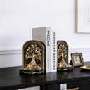 Tree of Life Bookends, Black Gold 2 Non-Skid Heavy Decorative Bookends for Shelves Or Bookcase, Elegant Bookends for Library Office Decor, Home Décor Gift