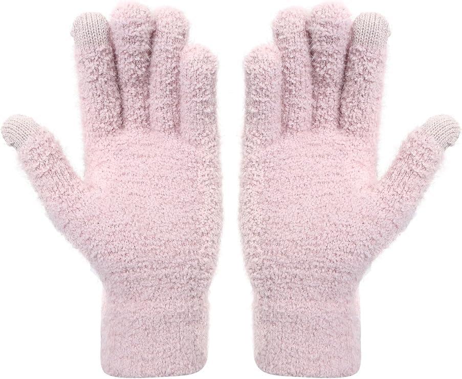 Heat Logic Women Winter Knitted Gloves| Soft, Warm & Touchscreen Compatible for Cold Weather, Outdoor and Indoor Activities (Pink - Thermal Knit)