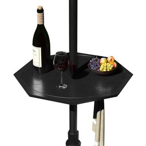 Sundale Outdoor Adjustable Umbrella Table, LED 23'' Portable Polygon Umbrella Tray for 1.5ft Patio Umbrella Pole, Black