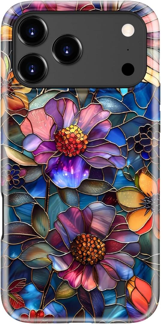 Goodon for iPhone 17 Pro Case Cute - Compatible with Magsafe - Dual-Layer Hard Shell & Silicone Cover - Protective Phone Case with Wildflower Designs for Women - Vibrant Defined Blossoms