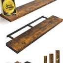 BAYKA Floating Shelves, 48 inches Long Wall Mounted Rustic Wood Shelves for Bathroom, Bedroom, Living Room, Kitchen, Office, Hanging Shelf for Books/Storage/Decor (Rustic Brown,Set of 2)