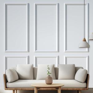 NeatiEase Peel and Stick Wall Molding Kit 6-Frame Premade, Ready-to-Assemble Wall Moulding Panel Frame, Self Adhesive Wainscoting Panels, Accent Molding Trim for Interior Walls Home Decor (Width:1.4", White)