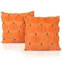 MAGLADY Fall Pillow Covers Pumpkin Throw Cover 18x18 Set of 2 Fall Plush Faux Fur Cushion Covers Pumpkin Autumn Harvest Cushion Covers for Thanksgiving Farmhouse Sofa Couch Bedroom