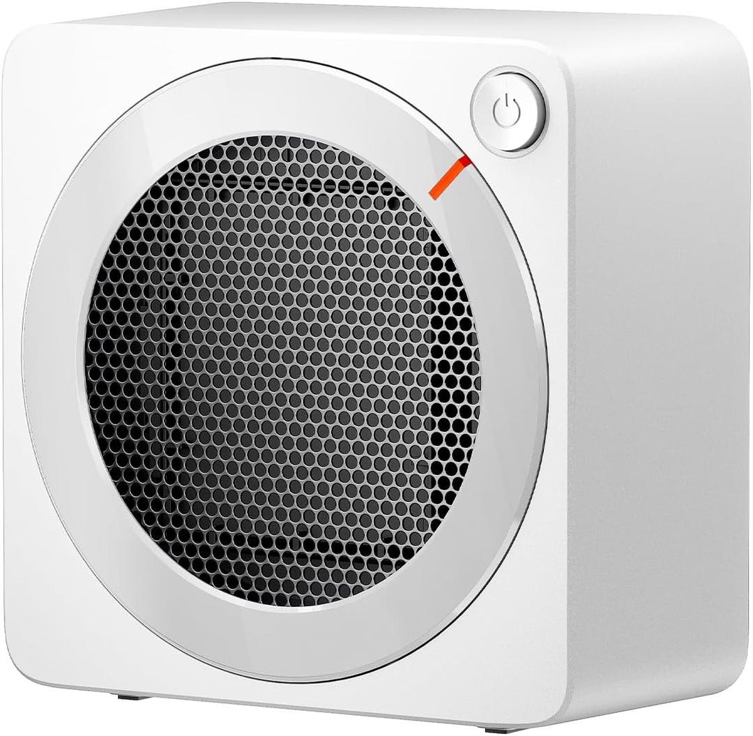 Gaiatop Mini Space Heater, Lightweight PTC Ceramic Fast Heating 500W Energy Efficient for Indoor Use, Overheating & 45 Tip-Over Protection, Portable Desk Electric Heaters for Office Home White