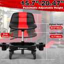 Rolling Stool with Wheels, Adjustable Height Pneumatic Garage Work Mechanic Stool Seat with Backrest, 400 LBS Capacity 360 Swivel Mechanic Crepper Chair with Tool Tray Storage, Red, 17.13" W x 17.28" D x 33.62" H