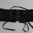 SUOSDEY Jacquard Corset Belt for Women Underbust Boned Lace Up Bustier Waspie Belt Renaissance Steampunk Pirate Corset (Fit Waist Size 25"-27", 01-black)