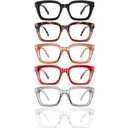 6 miyya Stylish Reading Glasses for Women, Cheaters Eyeglasses, Oversized Blue Light Readers, Fashion Eye Glasses, +1.25