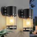 Porch Light Outdoor, Matte Black Exterior Front Porch Light with E26 Socket, Outdoor Wall Light,Exterior Wall Light, Doorway, Garage,2-Pack(Bulbs Not Included)