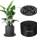 SENENQU 24PCS Plant Level Pot Elevator 8 Inch, Plant Risers for Pots, Heavy Duty Potted Plant Stand, Black Plant Runoff Tray Planter Holder for Prevent Rot and Damage, Indoor and Outdoor Use