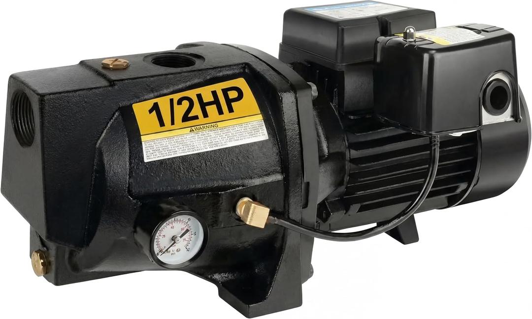 Acquaer Shallow Well Jet Pump,Cast Iron, Well Depth Up to 25ft, 115V/230V Dual Voltage, Automatic Pressure Switch