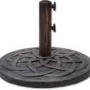 Helios&Hestia 26 lb Heavy Duty Round Plastic Built-in Cement Outdoor Umbrella Base, Concrete Weighted Stand for Patio Market Table Umbrella, Bronze