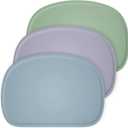 Cuddle Campus Set of 3 Silicone Placemats with Raised Edges for Kids,Toddlers,Babies, Non-Slip Dinning Table Mat, Baby Eating Mat, Food Mat Set 2 (Medium Size-3 Pack, Limestone+boothbay Gray+dried Thyme)