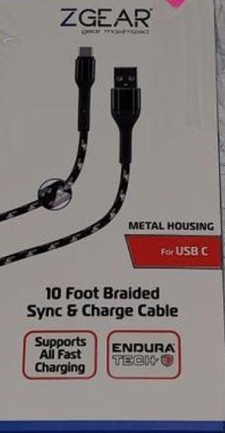 Zgear Metal Housing for USB C, 10ft Braided Sync & Charge Cable
