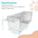 37" Live Animal Cage Trap, Heavy Duty Folding Raccoon Traps, Humane Cat Trap for Stray Cats, Raccoons, Squirrel, Skunk, Mole, Groundhog, Armadillo, Rabbit